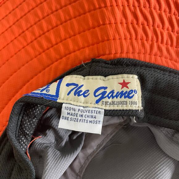 Vintage The Game MD Gray Orange Wide Brim Sun Hat Adjustable Chin Strap One Size - Picture 2 of 8